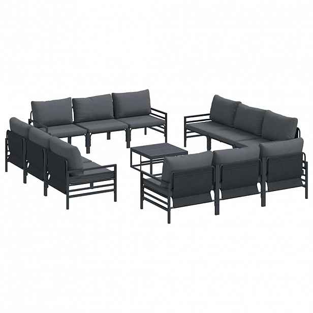 vidaXL Sada zahradních pohovek 13 ks Černá Ocel