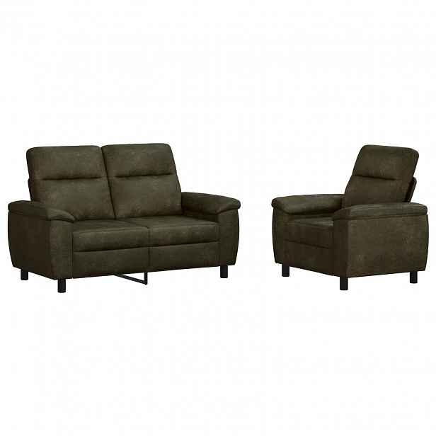vidaXL Set pohovek 2 pcs Armádně zelená Umělá semišová kůže