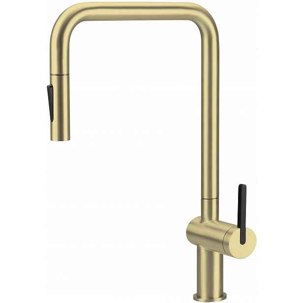 Zlatá kuchyňská baterie s vytahovací sprškou, ocel 304, elegantní design