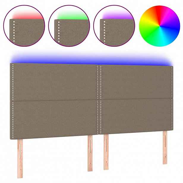 vidaXL Čelo postele s LED taupe 180x5x118/128 cm textil