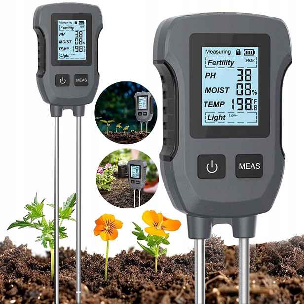 Kyseloměr Půdy Tester Zeminy Ph Měřič Teploty Vlhkosti 5V1