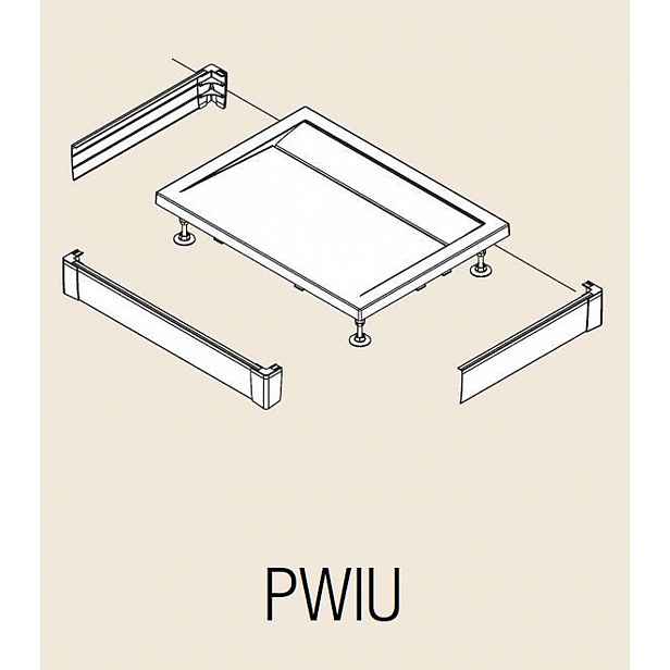 RONAL ILA - Hliníkový přední panel pro obdélníkovou vaničku, U-panel, 3 strany, 900 x 1500 mm - barva aluchrom PWIU901509050