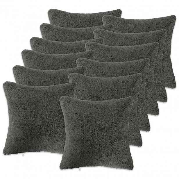 vidaXL Povlak na polštář 12 pcs HEERLEN Tmavě šedá 45 x 45 cm Bouclé