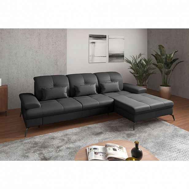 Sit & More ROHOVÁ SEDAČKA, textil, kůže, černá