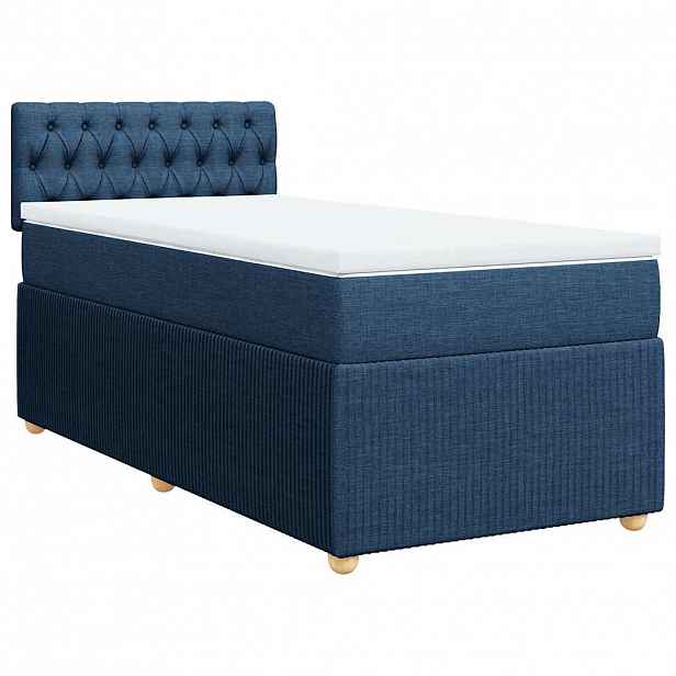 vidaXL Box spring postel s matrací modrá 100 x 200 cm textil