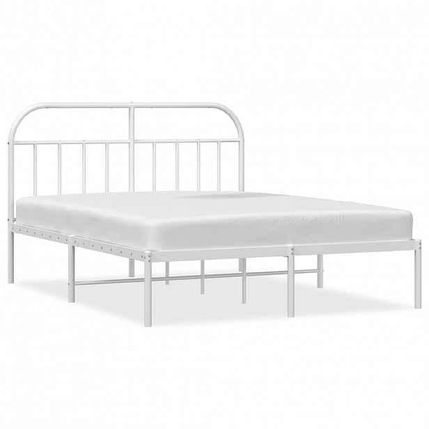 vidaXL Kovový rám postele s čelem bílý 183 x 213 cm