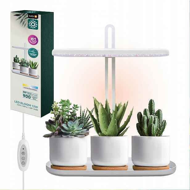 Led lampa pro rostliny podporující růst, nastavitelná, 12W, 4500K, stmívatelná