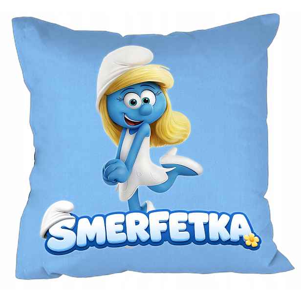 Polštář Modrý The Smurfs Smerfy Smerfetka Dárek Dárek Jméno