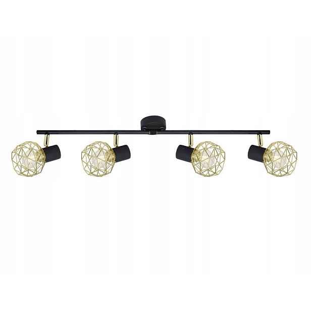 Stropní Svítidlo Lišta Černá Zlatá 4X40W Loft