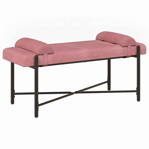 vidaXL Lavice s knoflíky a polštáři Růžová 110 x 40 x 46 cm Samet