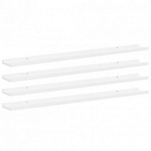vidaXL Nástěnné police 4 ks bílé s vysokým leskem 100 x 9 x 3 cm