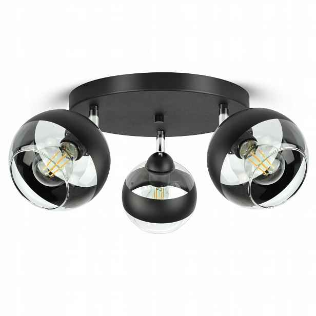 Závěsná stropní lampa Lustr Černá Skleněné Koule Černý Belt EG3 Led E27