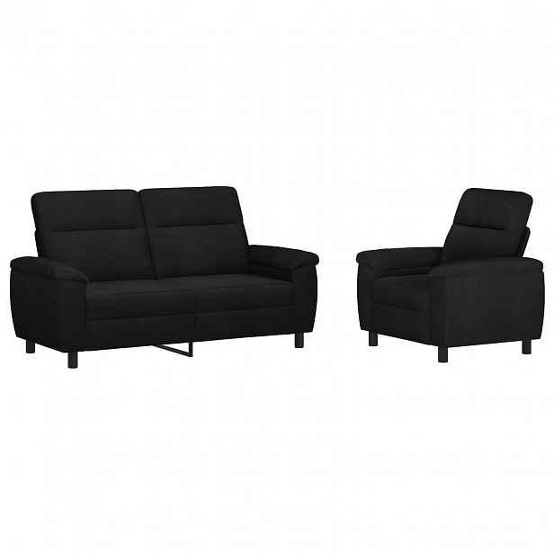 vidaXL Set pohovek 2 pcs Černá Textil