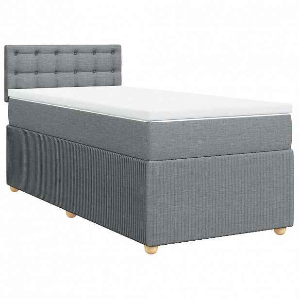 vidaXL Box spring postel s matrací světle šedý 100 x 200 cm textil
