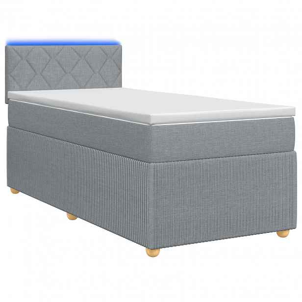 vidaXL Postel boxspring s matrací Světle šedá 90 x 190 cm Textil