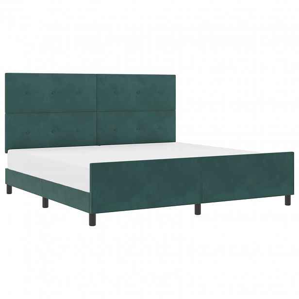vidaXL Postel s boxspringem s čelo Tmavě zelená 200 x 200 cm samet