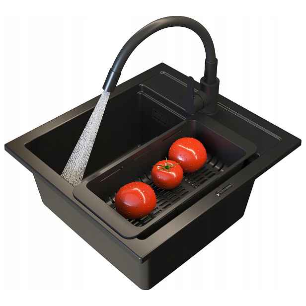 Kuchyňský granitový dřez jednokomorový Stone M Set baterie sifon