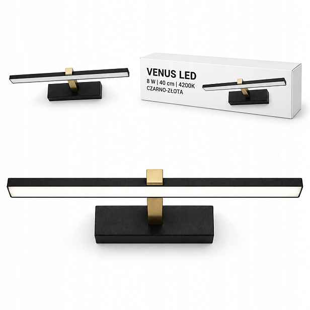 Moderní Led lampa Venus 8W 40 cm černo-zlatá do interiéru 4200K IP44
