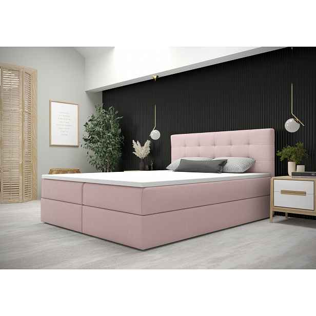 Moderní postel 200x200 s úložným prostorem STIG 5 - růžová