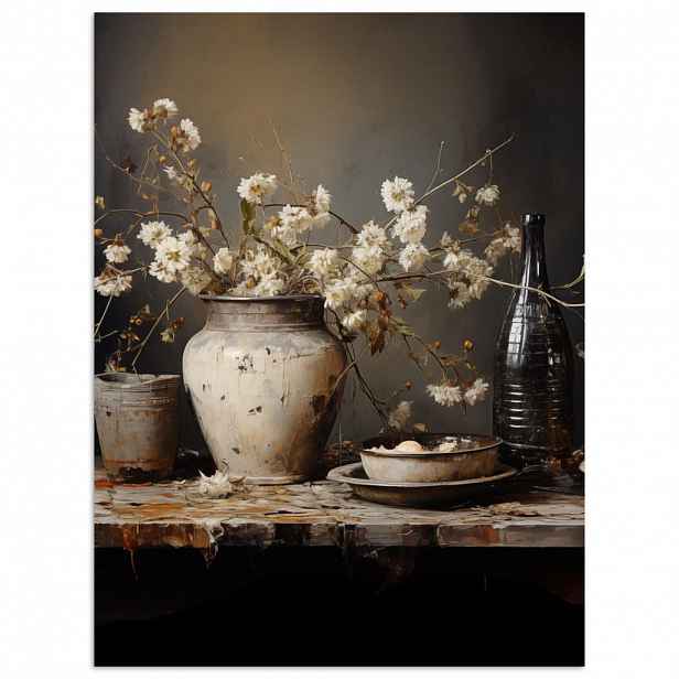 MuchoWow PLAKÁT Zátiší - Květiny - Kytice - Váza - Víno 60x80 cm