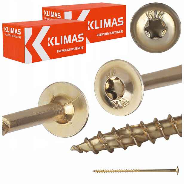Tesařské vruty Torx 8x200 mm 100 ks talířové na dřevo Klimas Wkcp
