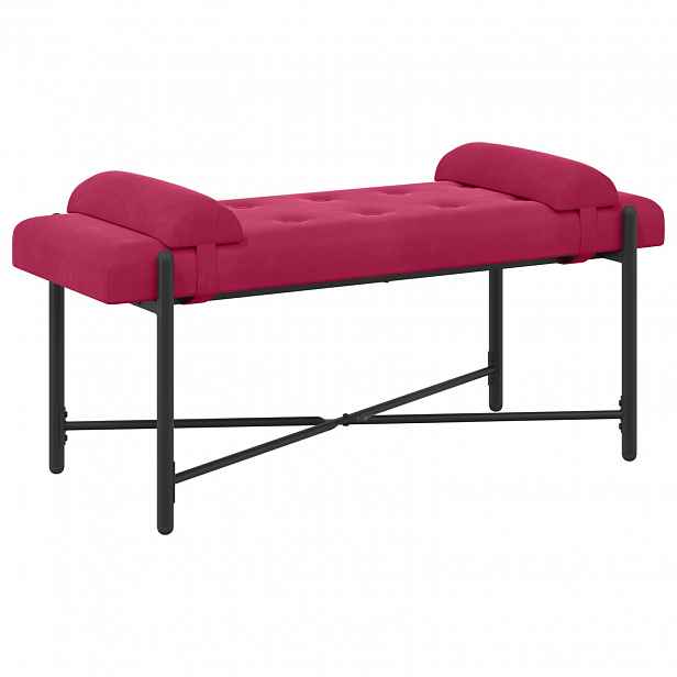 vidaXL Lavice s knoflíky a polštáři Víno Červené 110 x 40 x 46 cm