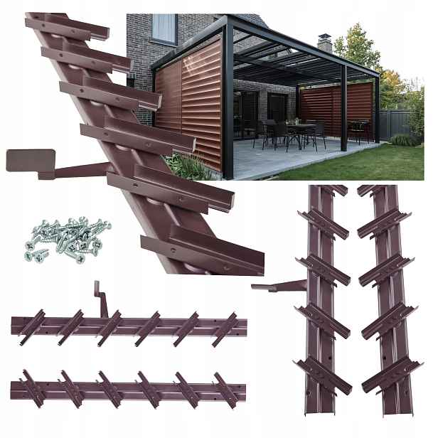 Pohyblivé Desky Mechanismus Žaluzie Na Terasu Do Altánku Shutters Hnědý 54 CM