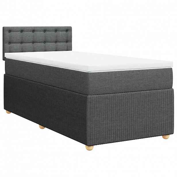 vidaXL Box spring postel s matrací tmavě šedá 100 x 200 cm textil