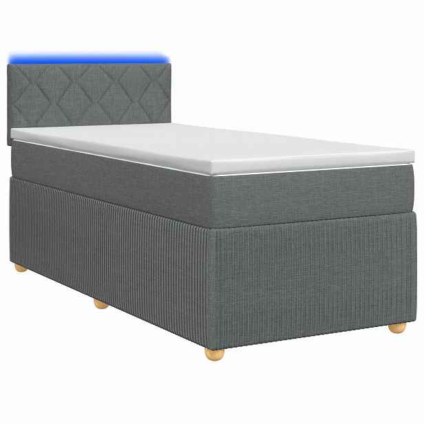 vidaXL Postel boxspring s matrací s čelo Tmavě šedá 90 x 190 cm Textil