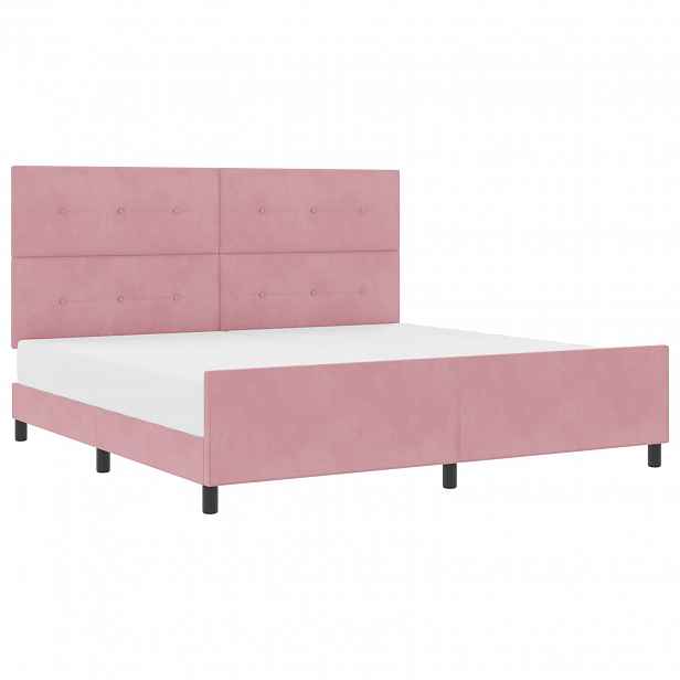 vidaXL Postel s boxspringem s čelo Růžová 200 x 200 cm samet
