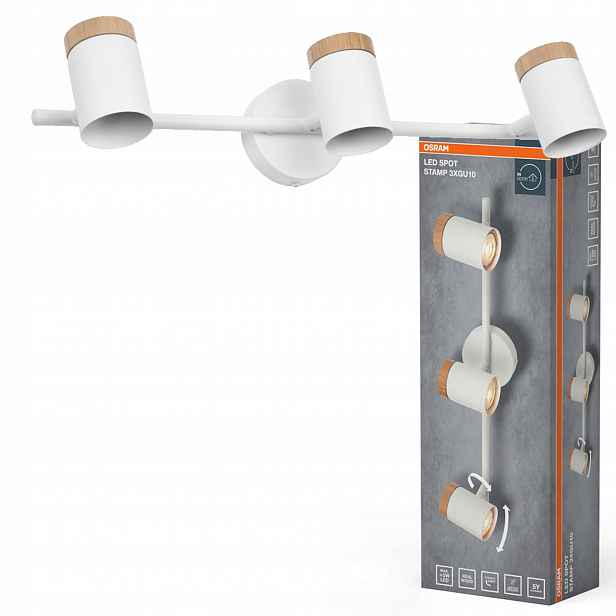 Nástěnná lampa Stropní Svítidlo Reflektor Led Spot 3xGU10 Dřevo Stamp Osram