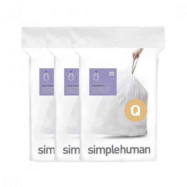 Pytle na odpadky, kód Q, 50-65 L / 60 ks, plastové - simplehuman
