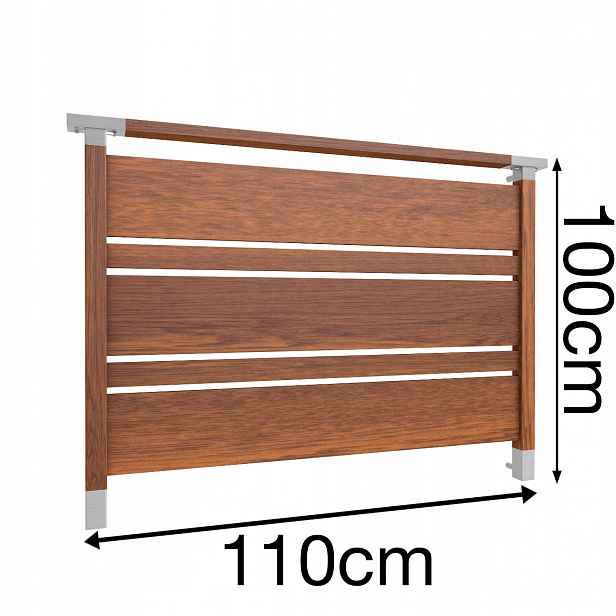 Solid MIX Francouzský balkon 110 cm Zábradlí Dřevo
