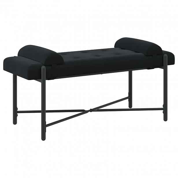 vidaXL Lavice s knoflíky a polštáři Černá 110 x 40 x 46 cm Samet