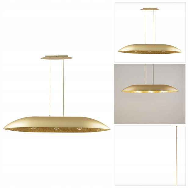 Závěsná lampa zlatá Gondola s regulací, harmonický tvar nad ostrovem Sigma