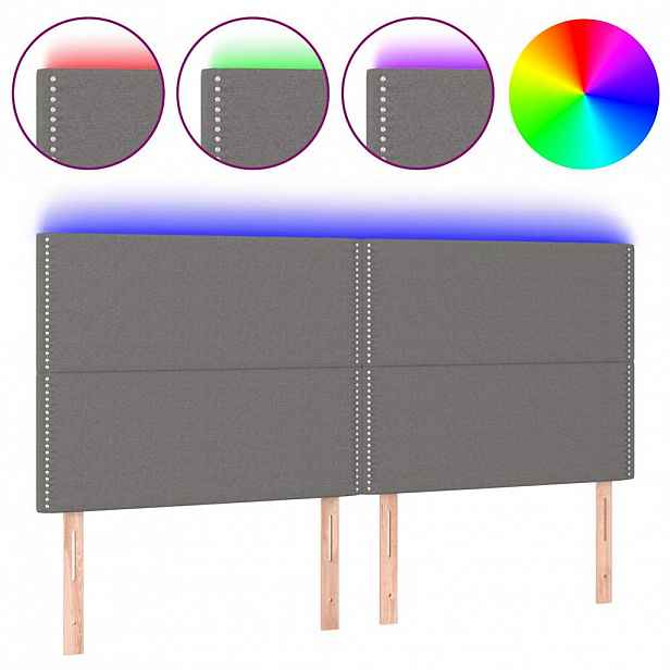 vidaXL Čelo postele s LED tmavě šedé 200x5x118/128 cm textil