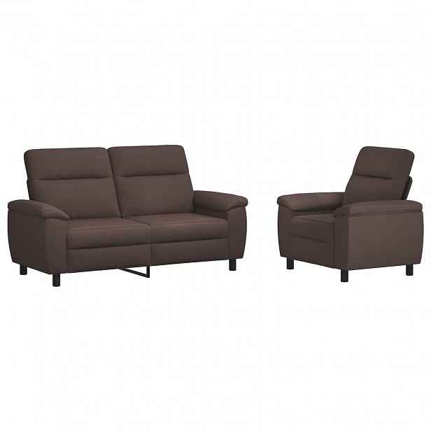 vidaXL Set pohovek 2 pcs Tmavě hnědá Textil