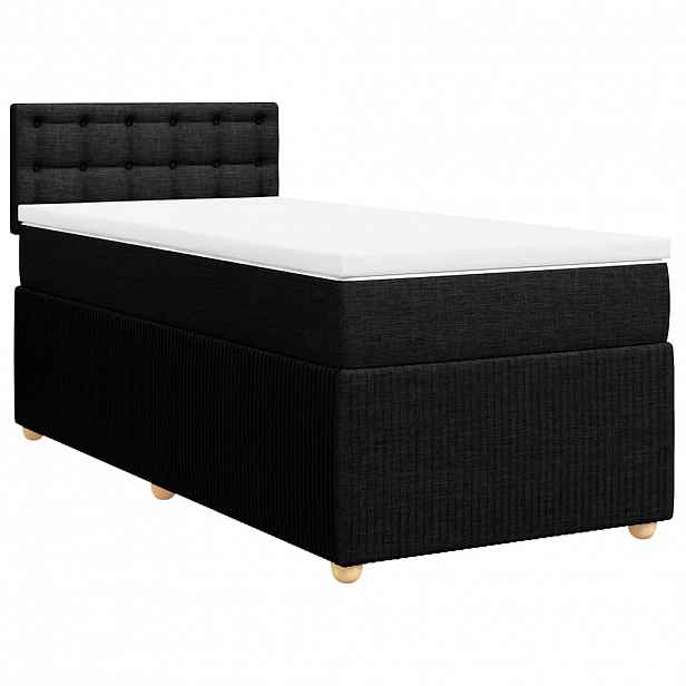 vidaXL Box spring postel s matrací černá 100 x 200 cm textil