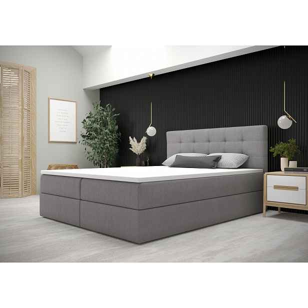 Moderní postel 200x200 s úložným prostorem STIG 5 - šedá