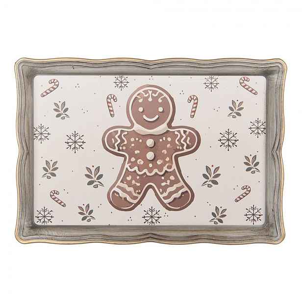 Plastový podnos tác s perníčkem Gingerbread Magic - 31*22*2 cm Clayre & Eef