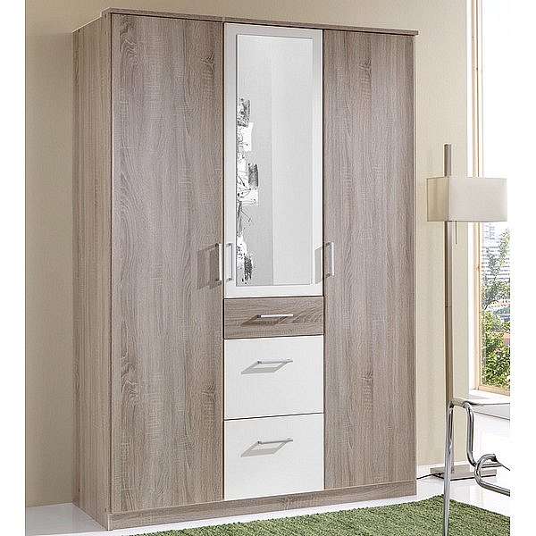 Šatní skříň Click, 135 cm, dub sonoma/bílá
