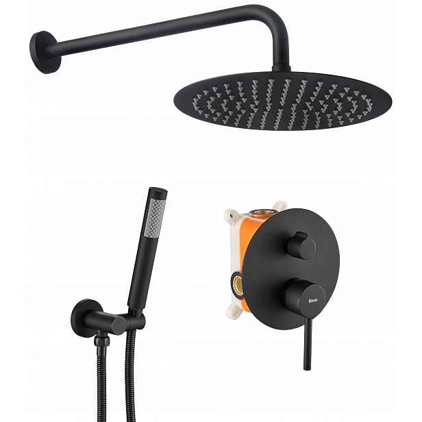 Sprchový Set Lungo Black Podomítkový Rea