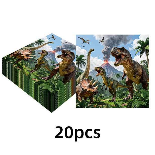 TEMU 20 ks ubrousků s dinosaurů, vhodné pro narozeninové oslavy, restaurační akce a sváteční dekorace, narozeninová výzdoba, párty potřeby, zábavný