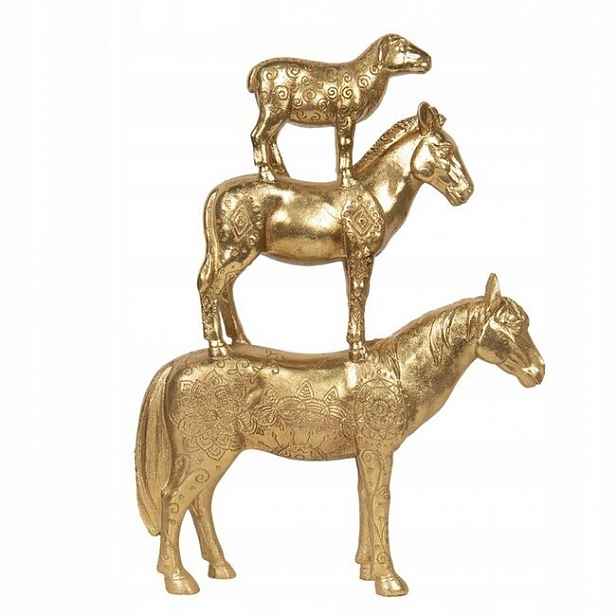 Zlaté dekorační sousoší koňů Cheval 30*8*40 cm
