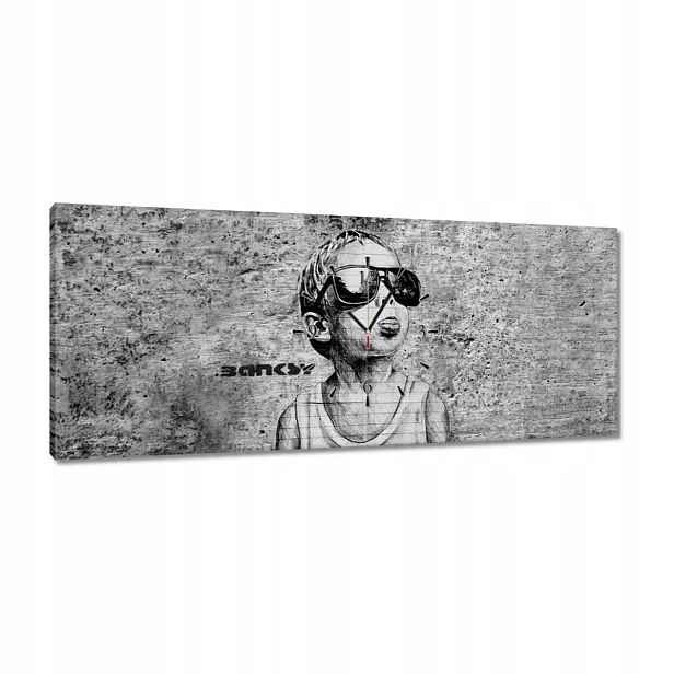 Hodiny 100x40 I love life Banksy