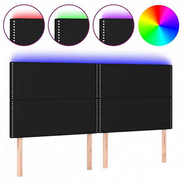 vidaXL Čelo postele s LED černé 200x5x118/128 cm textil