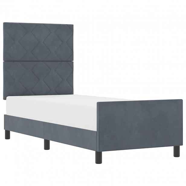 vidaXL Postel s boxspringem s čelo Tmavě šedá 80 x 200 cm samet