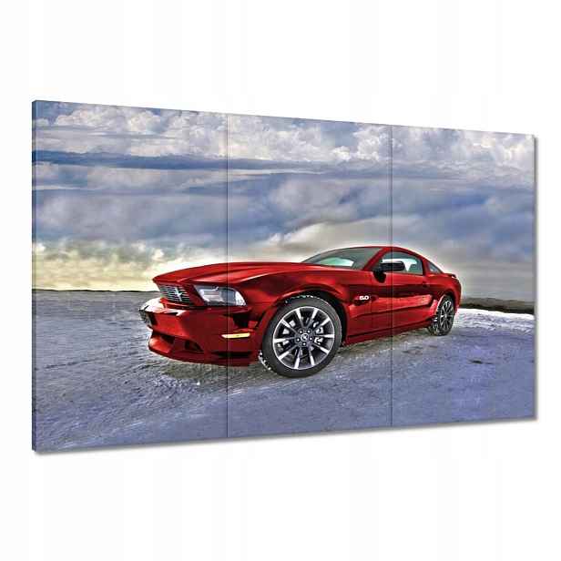 Obrazy 120x80 Červený Mustang Sníh