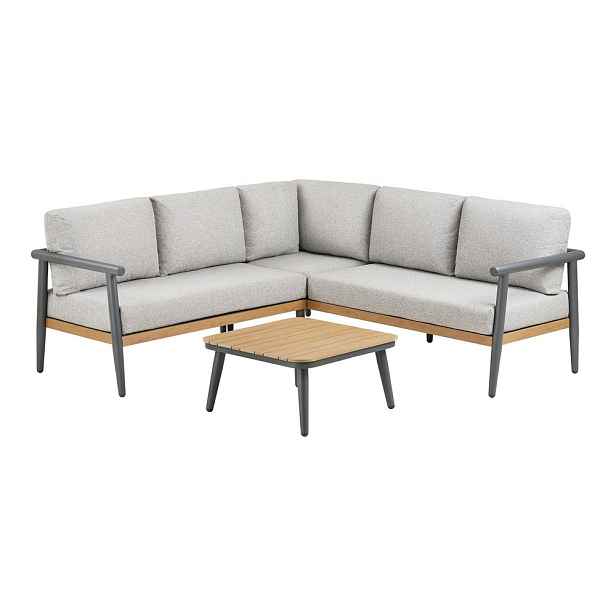 Šedý čalouněný zahradní lounge set pro 4 Comillas – House Nordic