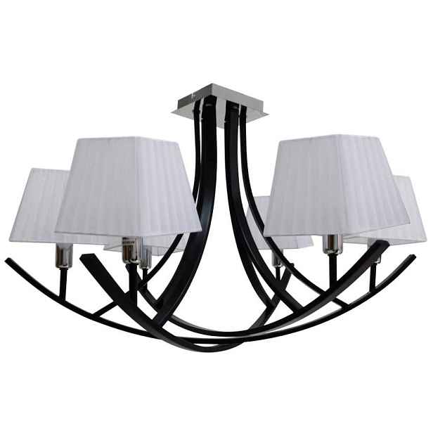 Stropní lampa s černým / bílým stínidlem, lustr 6x40W Valencia